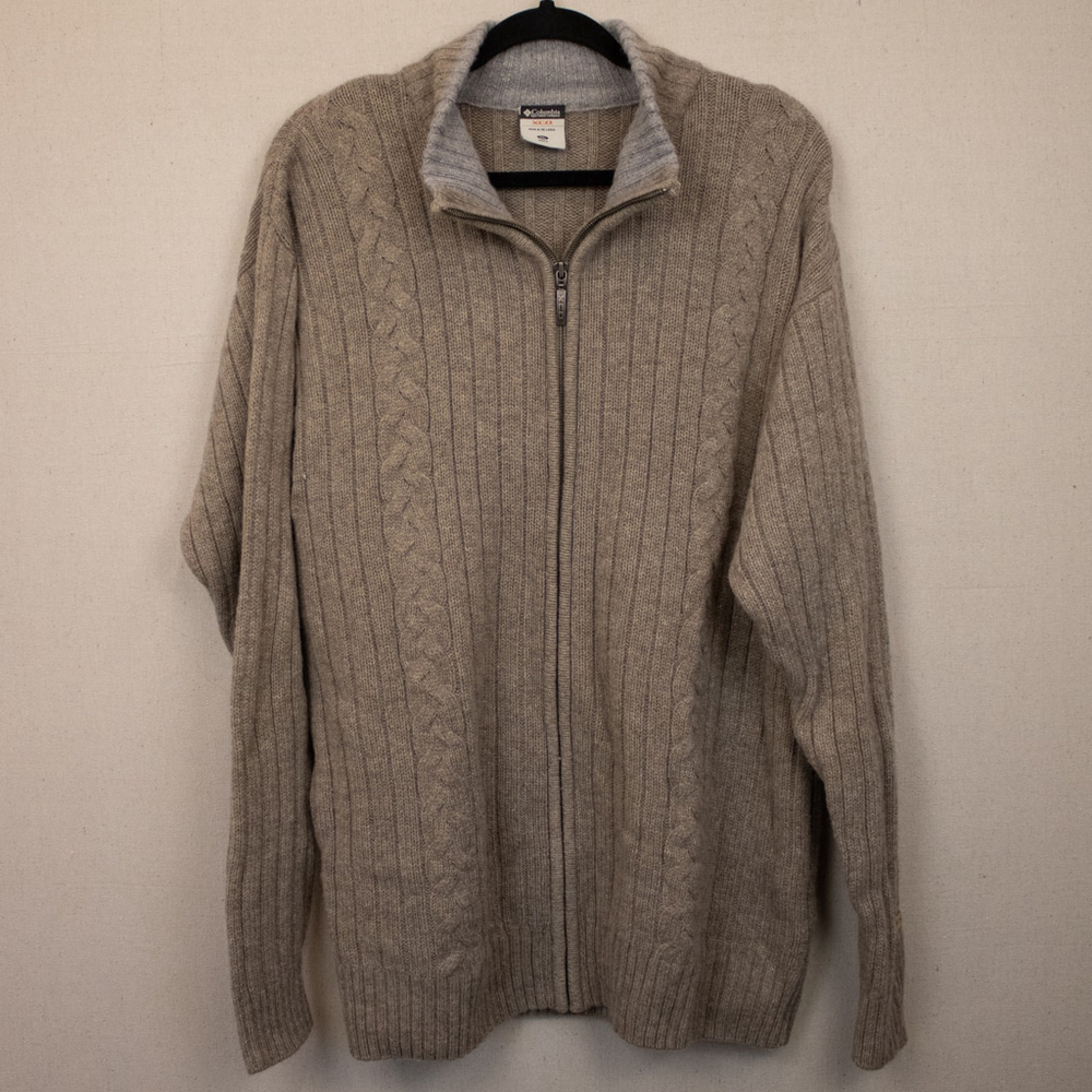 Columbia XCO tan wool blend full zip sweater-XL